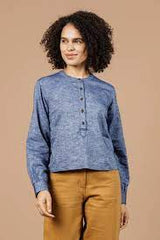 Women’s Yarra Pullover | Indigo Herringbone