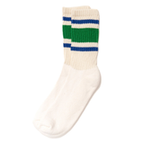 American Trench Retro Stripe Crew Socks in Blue and Green