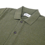 Button Down Polo in Cilantro Herringbone