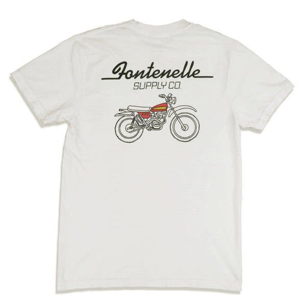 Back of Fontenelle Supply Co Dirt Bike Tee in Ivory