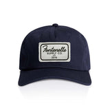 Navy blue cap with a logo on a white background