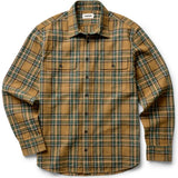 Plaid shirt with a visible brand label on a white background