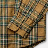 Close-up of a plaid shirt with a focus on the collar and buttons.