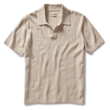 The Valencia Sweater Polo in Heather Oat Rib