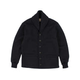 Black sweater jacket with a Shawl Collar on a white background