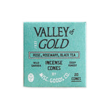 Valley of Gold incense cones packaging on a white background
