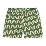 "Cream and green net shorts with draw string waist"