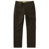 Front of tapered pants in dark olive green wool