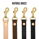 leather dog leashes with natural brass hardware