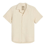 "light cream button up waffle shirt"