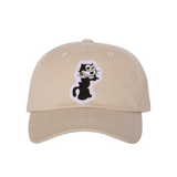 Stone canvas hat with cat cartoon patch