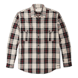 FIlson Lightweight Alaskan Guide Shirt in Offwhite Black Red Plaid