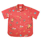 Freenote Cloth Hawaiian shirt in orange cowboy print, front