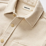 The Division Shirt in Birch, close up of collar and buttons