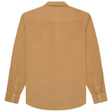 back view of a light oak brown western shirt on a white background