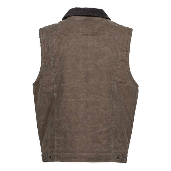 Schott Waxed Cotton Utility Vest in Khaki back