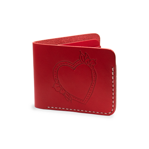 Red Leather Bifold Wallet Front