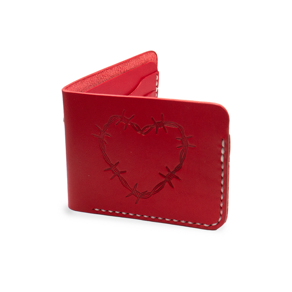 Red Leather Bifold Wallet Front