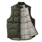 Front of vest fully unzipped and open to show lining