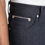 Close up detail of front pocket and selvedge id stitching
