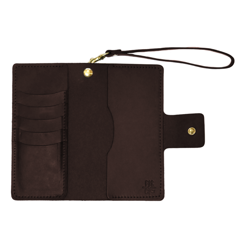 Bridle Leather Handmade Wrist Wristlet Wallet in Dark Brown