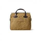Back of Filson 24 Hour Tin Cloth Briefcase in Dark Tan.