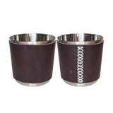 Dark Brown Leather with White Stitching