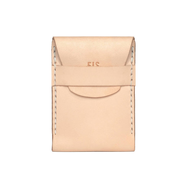 Handmade Leather Vertical Fold Wallet in Natural