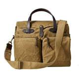 Dark tan heavy duty briefcase front from Filson.