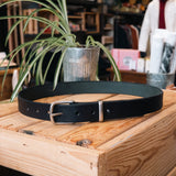 1 1/4" Camp Belt in Black with Matte Nickel Hardware.