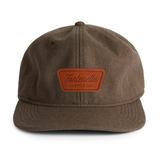 FSC Leather Patch Wool Cap in Walnut