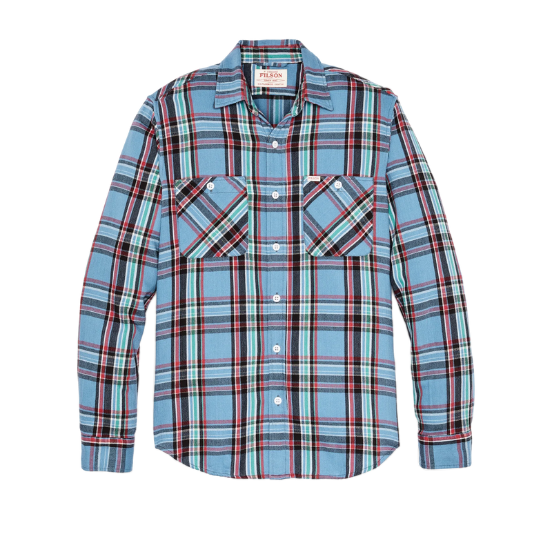 Rangeland Flannel Shirt in Light Blue/Red