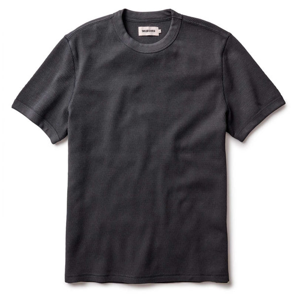 The Organic Cotton Short Sleeve Crew | Faded Black Waffle