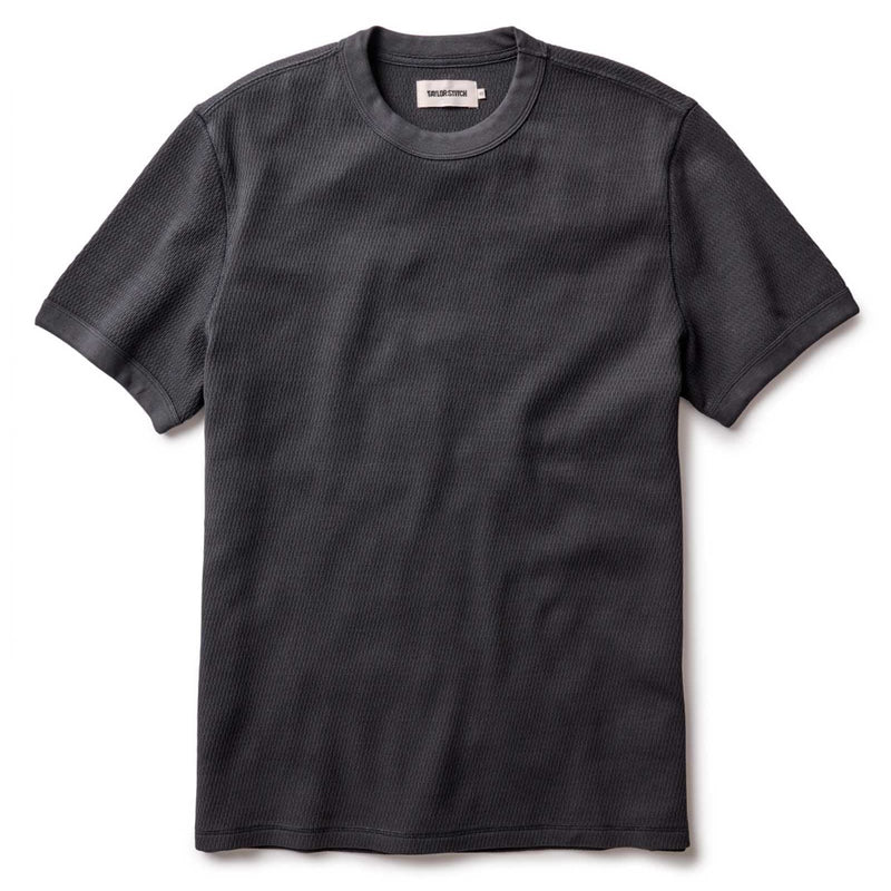 The Organic Cotton Short Sleeve Crew | Faded Black Waffle
