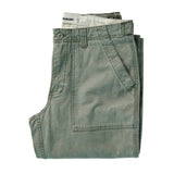 olive fatigue pants on white background
