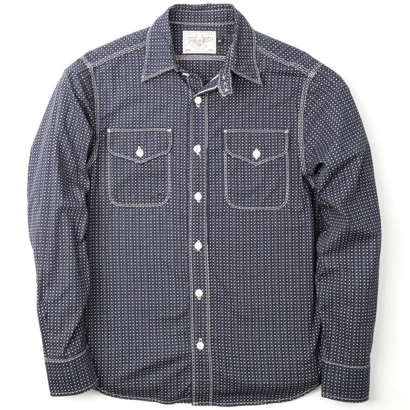 The Wells Shirt in Navy Polkadot