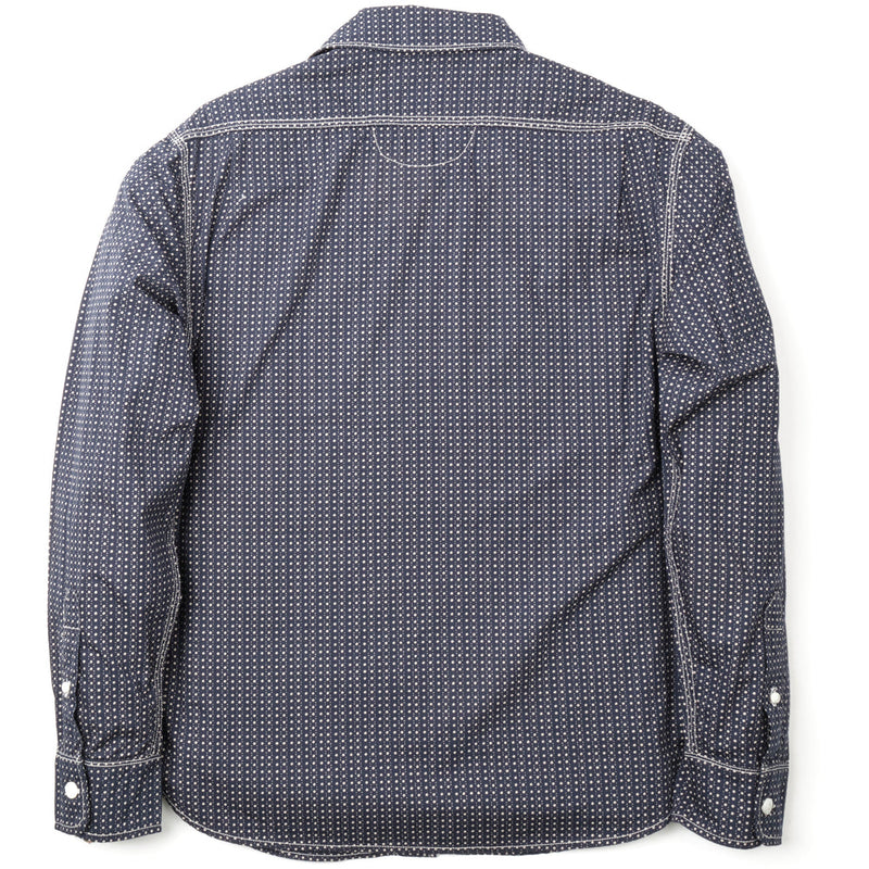 Back of Wells Shirt in Navy Polkadot