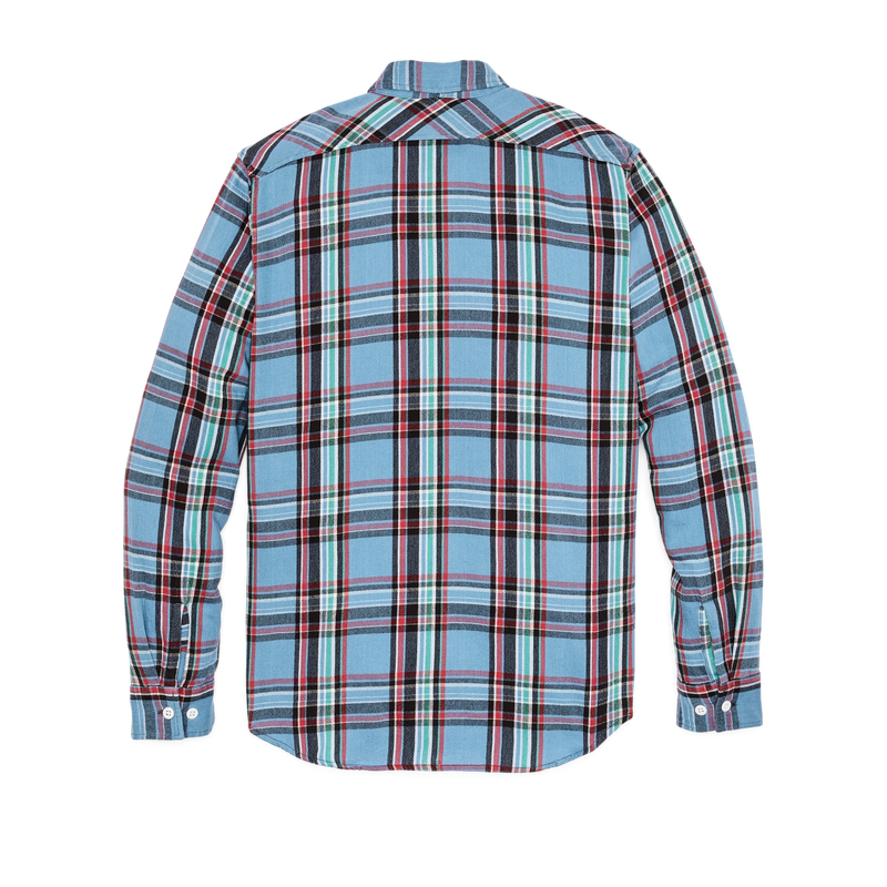 Rangeland Flannel Shirt in Light Blue/Red