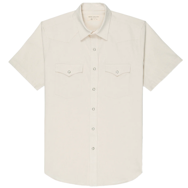 Short Sleeve Denim Shirt in Bone Ecru