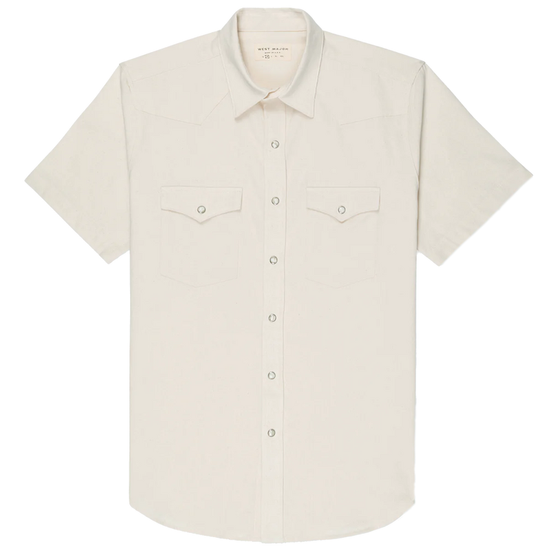 Short Sleeve Denim Shirt in Bone Ecru