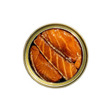 Can of salmon on a white background
