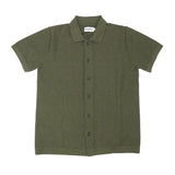 Button Down Polo in Cilantro Herringbone