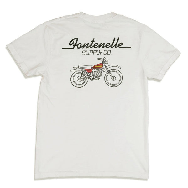 Back of Fontenelle Supply Co Dirt Bike Tee in Ivory
