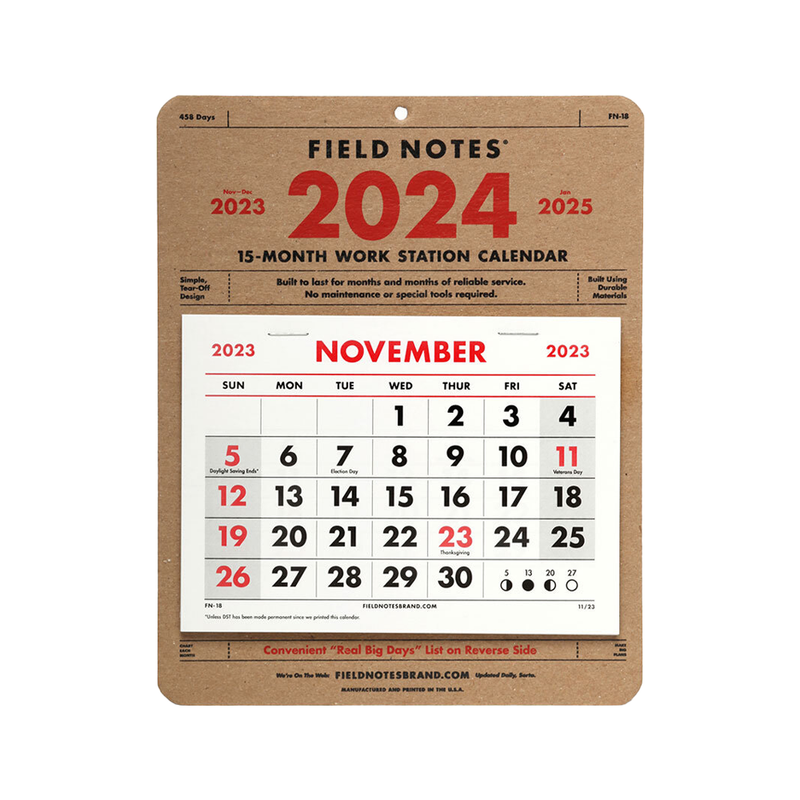 Field Notes 15-Month Work Station Calendar