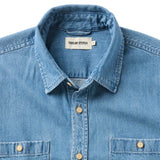 Closeup of collar and uppermost buttons