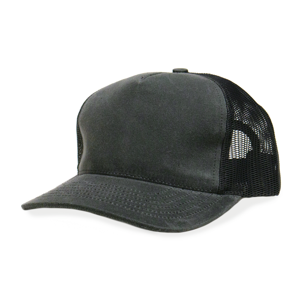Loyal Stricklin Waxed Canvas Trucker Hat in Charcoal