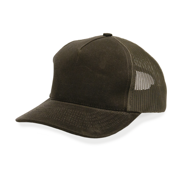 Loyal Stricklin Waxed Canvas Trucker Hat in Dark Oak