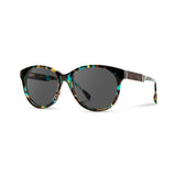 Women's brown sunglasses with blue and yellow specks