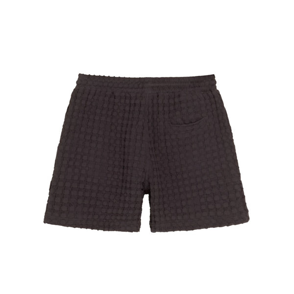 Back of Nearly Black Porto Waffle Shorts
