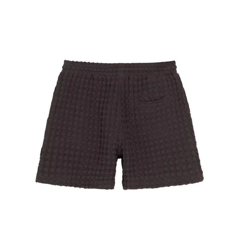 Back of Nearly Black Porto Waffle Shorts